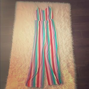 Multi striped tank jumpsuit